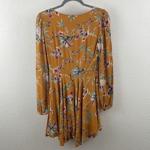 Urban Outfitters Ecote Floral Mustard Mini Dress size 6 - Picture 8 of 11